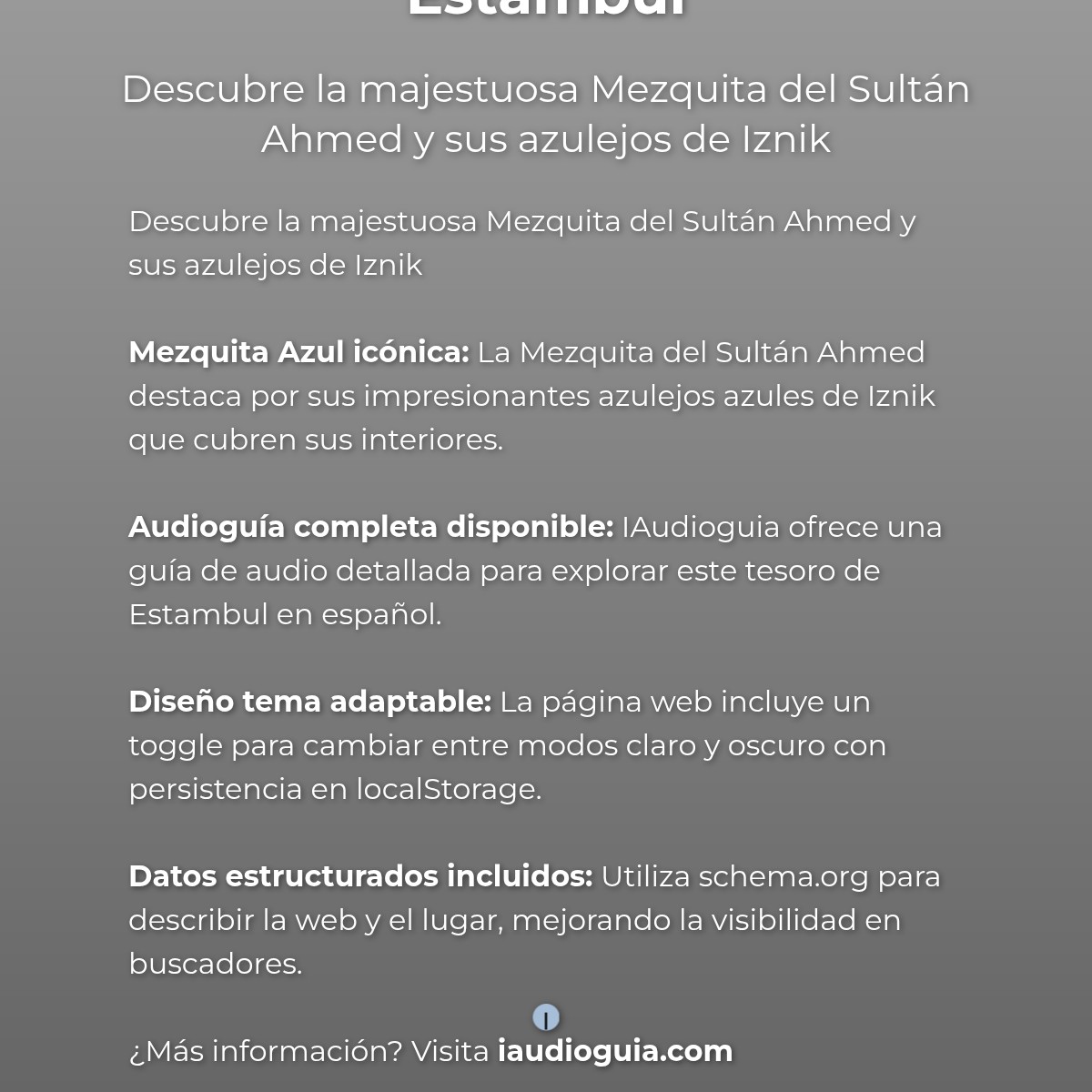 Resumen visual de Audioguía de Mezquita Azul de Estambul